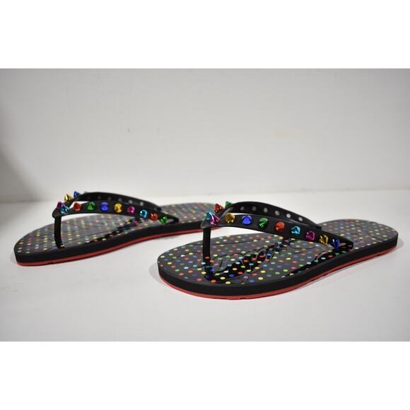 Christian Louboutin Loubi Flip Spikes Donna Flat Black Thong Flip Flop Sandal 36 - Picture 10 of 12